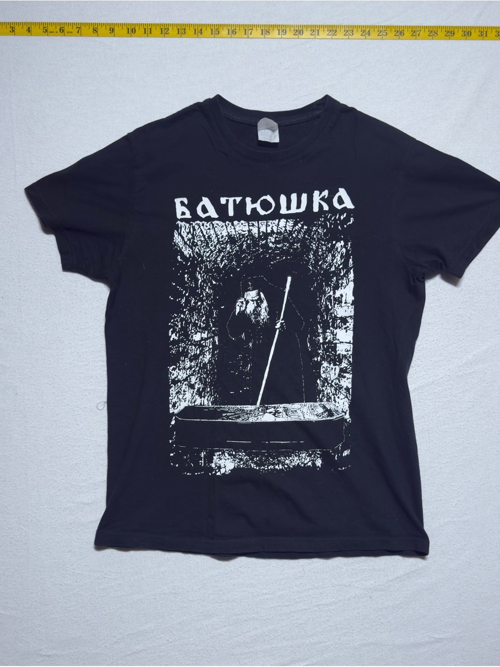 Black Graphic T-Shirt with White Gothic Print
